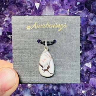 Wild Horse White Turquoise Pendant - #1 'Teardrop Pear' Sterling Silver