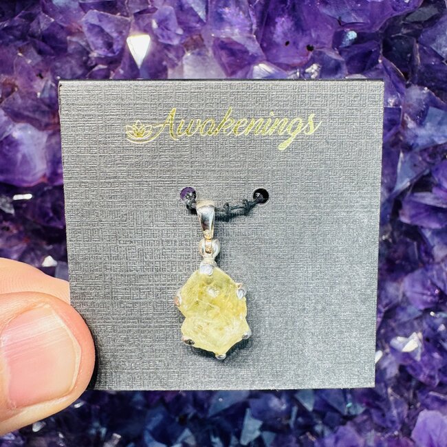 Brazilianite Rough Pendant - Sterling Silver