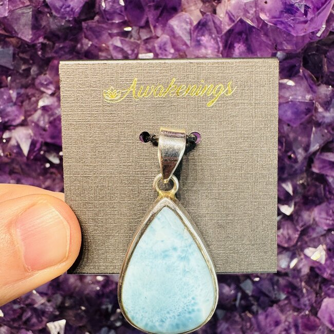 Larimar Pendant Large Teardrop Pear Sterling Silver