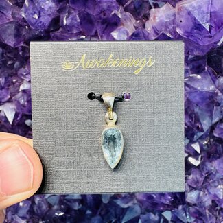 Blue Tourmaline Pendant - Teardrop Pear Sterling Silver