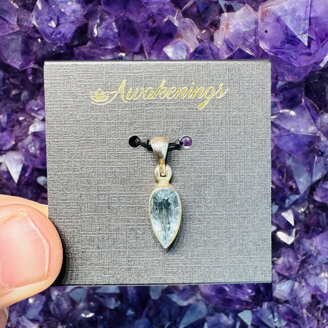 Blue (Indicolite Paraiba) Tourmaline Pendant - Teardrop Pear Sterling Silver