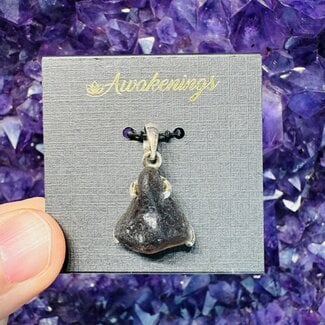 Tektite (Columbia Nite) Pendants - Claw Prong Set - Rough Raw Natural Sterling Silver