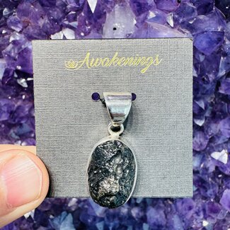 Tektite Oval Pendant - Sterling Silver