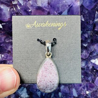 Lepidolite (Purple Mica) Teardrop Pear Pendant - Sterling Silver