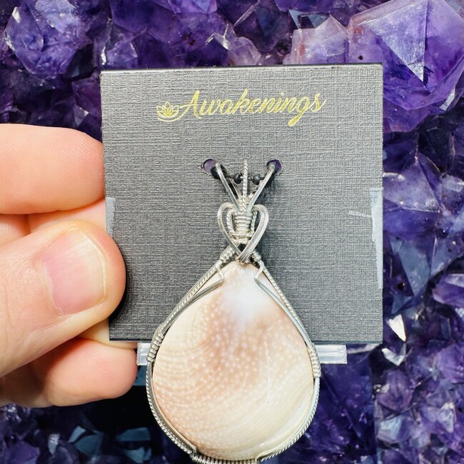 Shiva Eye Pendant & Necklace Handmade Wire Wrapped Teardrop-Sterling Silver Chain 18"