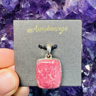 Thulite Rectangle Pendant-Sterling Silver