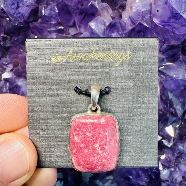 Thulite Rectangle Pendant-Sterling Silver