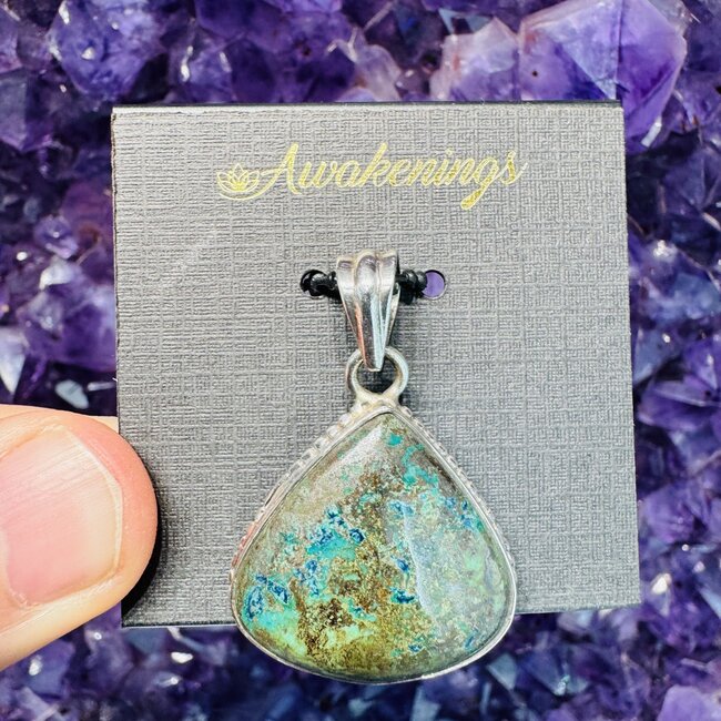 Chrysocolla Pendant Rounded Triangle Sterling Silver