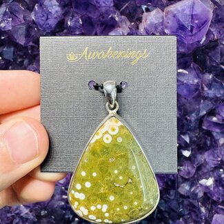 Ocean (Sea Sediment) Jasper Pendant - Large Triangle - Sterling Silver