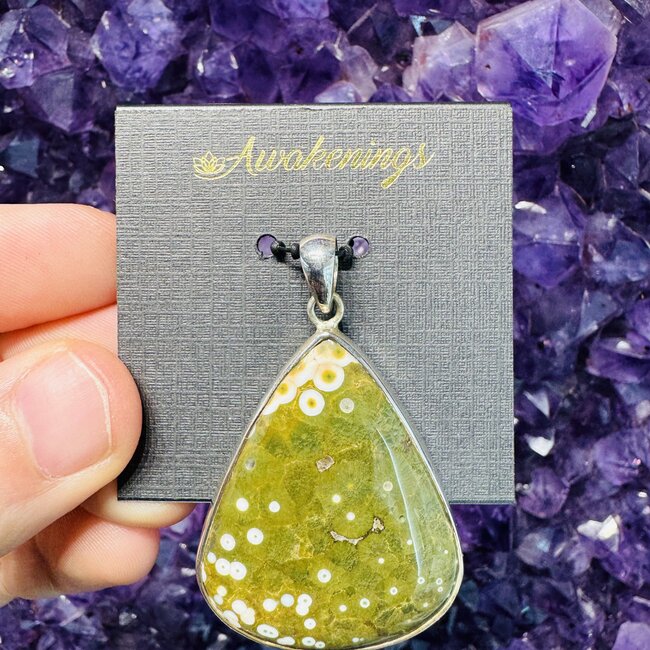 Ocean (Sea Sediment) Jasper Pendant - Large Triangle - Sterling Silver