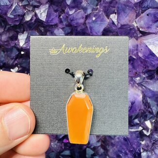 Carnelian Pendant - Coffin Faceted Bezel - Sterling Silver