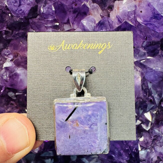 Charoite Pendant Square Sterling Silver