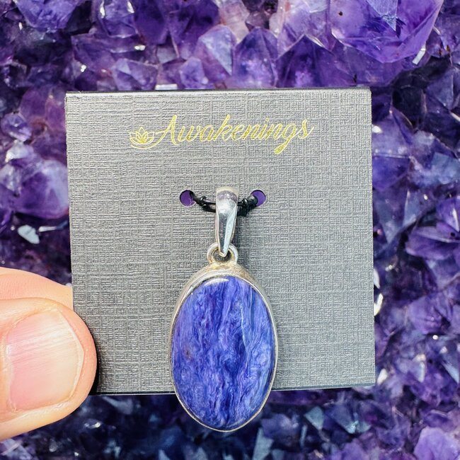 Charoite Pendant Oval - Sterling Silver