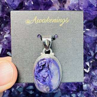 Charoite Pendant Oval Sterling Silver