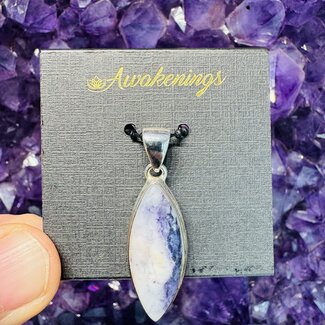 Purple Violet Flame Opal Pendant - Marquise Marquee - Sterling Silver
