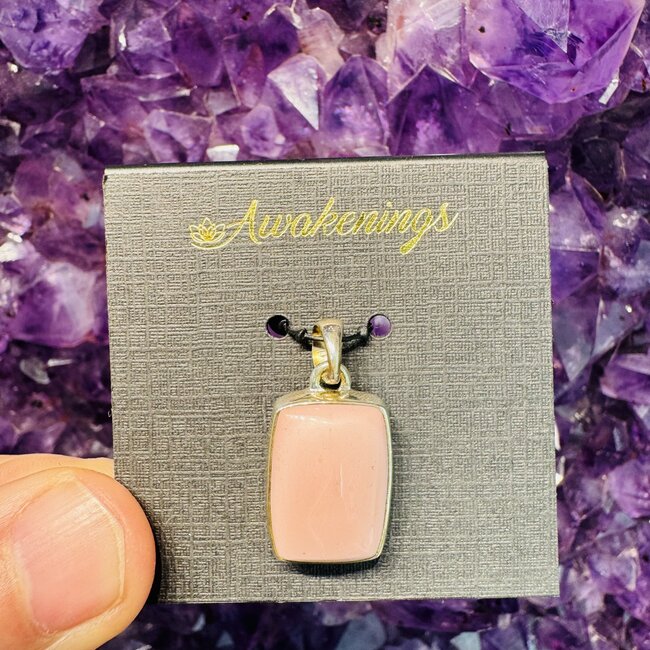 Australian Pink Opal Pendants - Rectangle Bezel Set - Sterling Silver