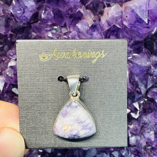 Purple (Morado Opal Royale Violet Flame) Opal Pendant - Triangle Trillant - Sterling Silver