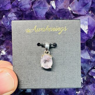 Pink Morganite Pendant #1 Faceted Oval Sterling Silver