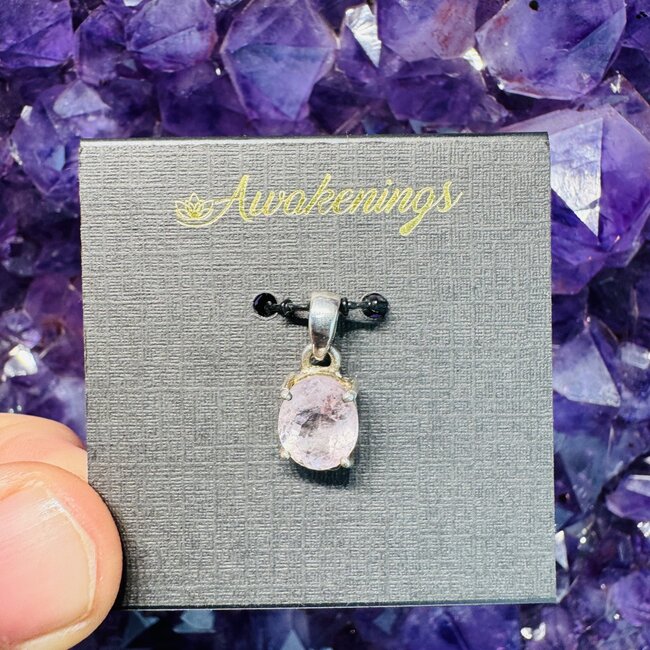 Pink Morganite Pendant #1 Faceted Oval Sterling Silver