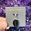Black Tourmaline Pendant - Oval (Rough Raw Natural) Sterling Silver