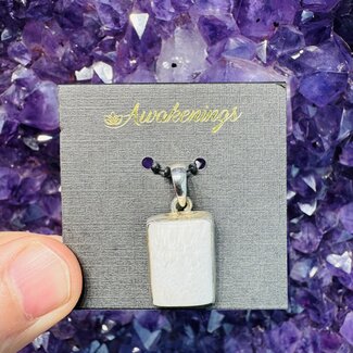 Scolecite Pendants - Rectangle Bezel Set - Sterling Silver