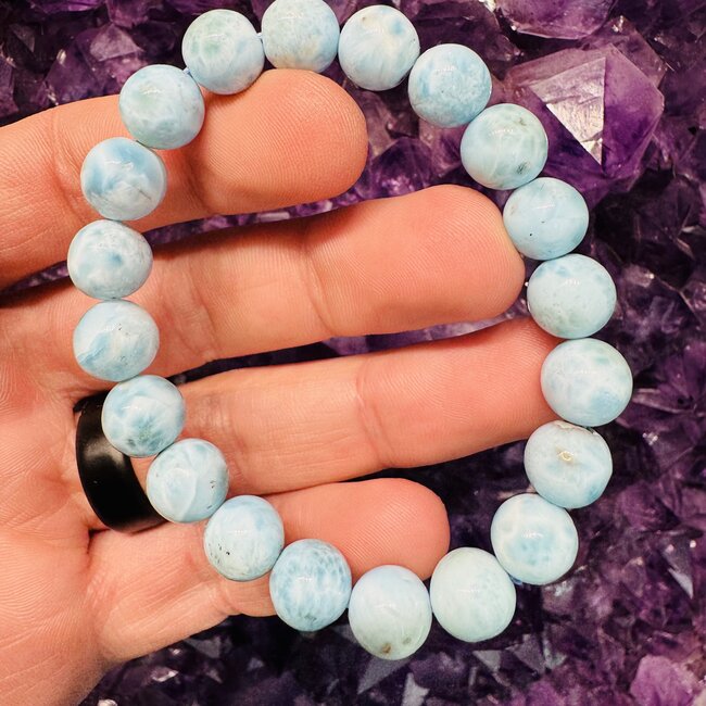 Larimar Bracelets (High Grade) - 10mm Dolphin Stone