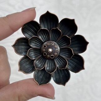 Incense Burner Stick Holder - Lotus Flower 2" Bronze