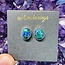 Eilat Stone (King Solomon) Earrings - Studs Oval - Bezel Set Sterling Silver