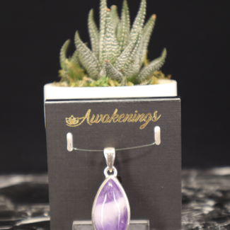 Chevron (Dream) Amethyst Pendant Teardrop Pear Sterling Silver