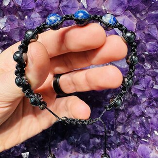Lapis Lazuli & Hematite Bracelets - Shamballa Paracord Parachute - Adjustable