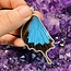 Blue & Black Butterfly Wing Pendant - Sterling Silver - 3" Large Peru Emerge Collection