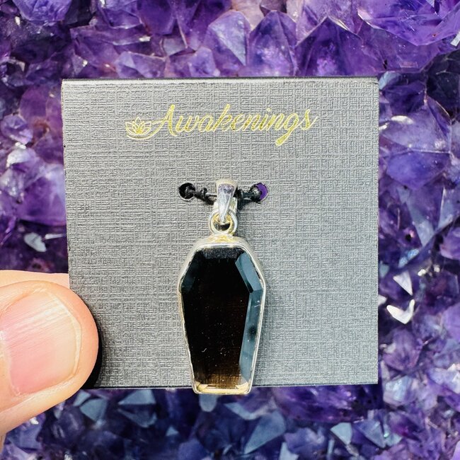 Smoky Smokey Quartz Pendants - Coffin Faceted Bezel - Sterling Silver
