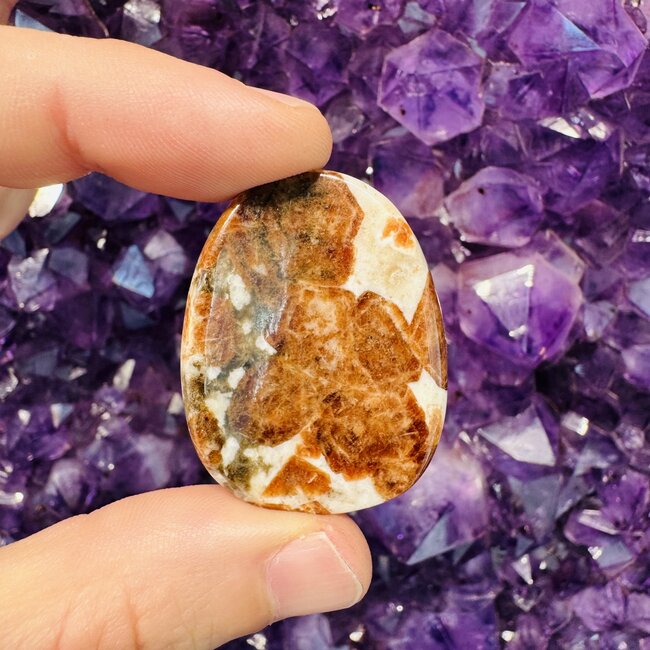 Garnet in Limestone Thumbstone