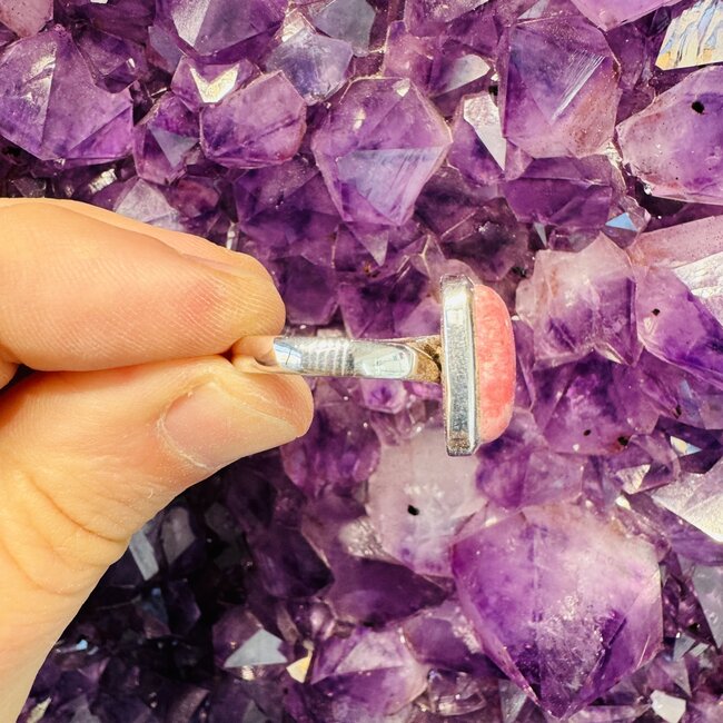 Pink Thulite Ring - Square Adjustable Sterling Silver