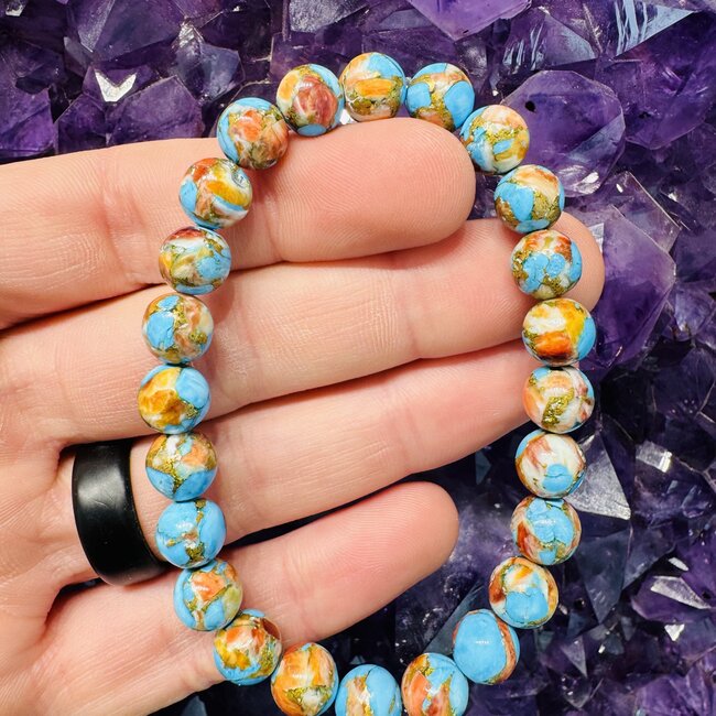 Spiny Oyster Mohave Copper Turquoise Bracelets - 8mm
