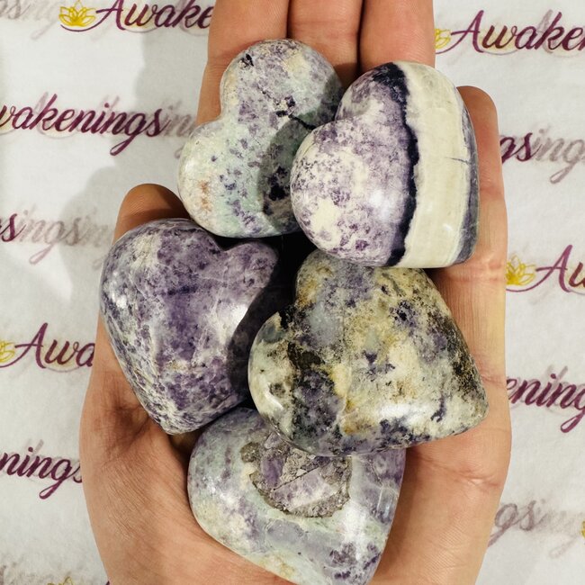 Bolivianite Puffy Hearts Medium - Stichtite Serpentine