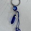 Evil Eye Keychians  - Blue Point & Beads - Silver 4.75" Key Chain