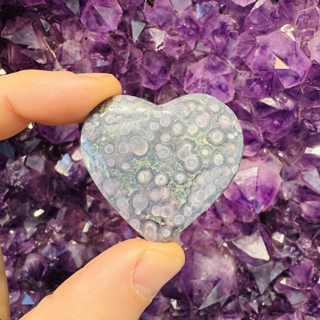 Grape Agate Purple Chalcedony Hearts - Medium