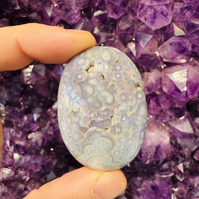 Grape Agate Purple Chalcedony Palm Pillow - Medium