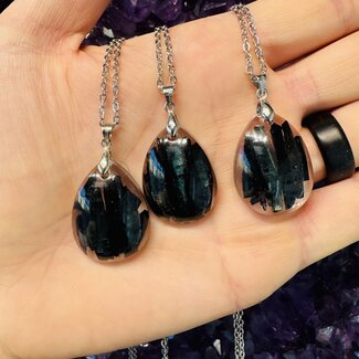 Vivianite in Resin Teardrop Necklace - Pendant with 18" Link Chain