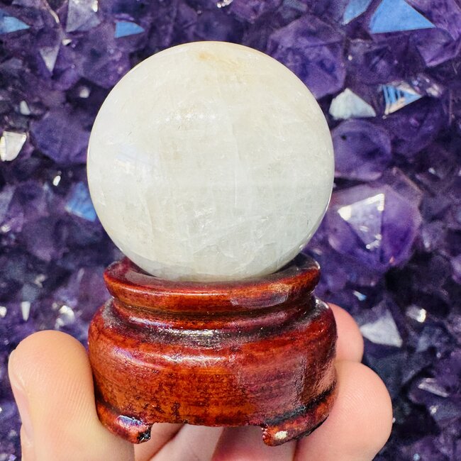 White Natrolite (Rhodatrolite Thomsonite White Larimar) Sphere Orb Sphere Globe - 40mm
