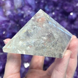 Clear (Crystal) Quartz Pyramid with Rainbow Inclusions - 2"