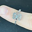 Blue Fluorite Butterfly Stainless Steel Ring - Adjustable