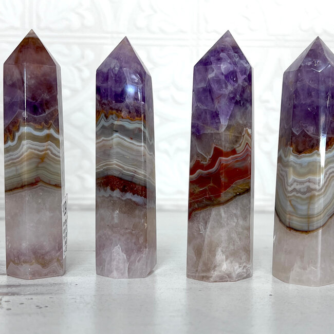 Amethyst & Crazy Lace Agate Towers Points Generators - Medium (2-3.5")
