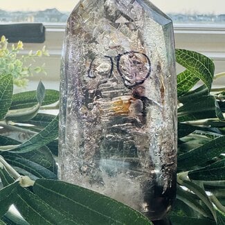 Enhydro Tower - Clear Quartz, Smoky Quartz & Amethyst Inclusion - 4.5"