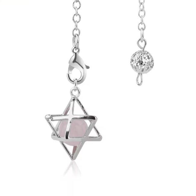 Rose Quartz Pendulums Merkabah - Silver Dowsing Divination