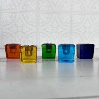 Mini Magic Ritual Candle Holder Dark Blue 1" Glass - Chime Spell