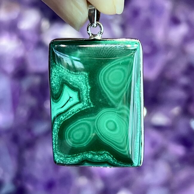 Malachite Pendants - Rectangle Sterling Silver