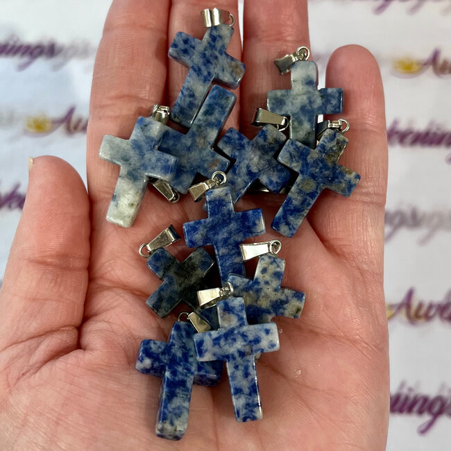 Sodalite Cross Pendant - 1"