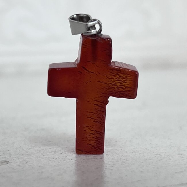 Red Agate Cross Pendant - 1"